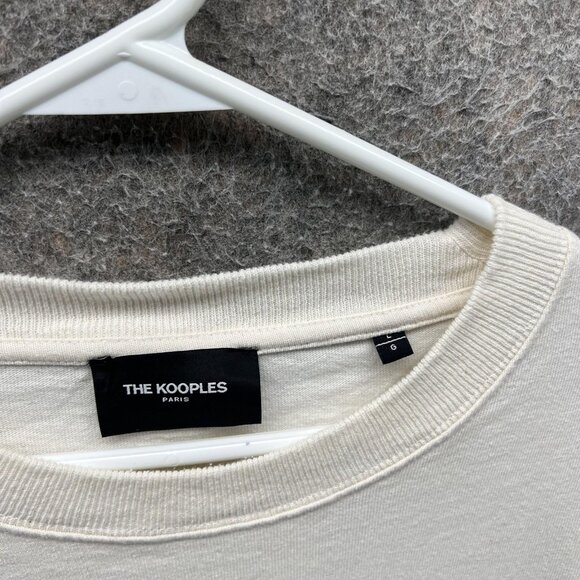 The Kooples Sweatshirt Mens Large Beige Palms Floral Graphic Pullover Knit - Picture 3 of 9